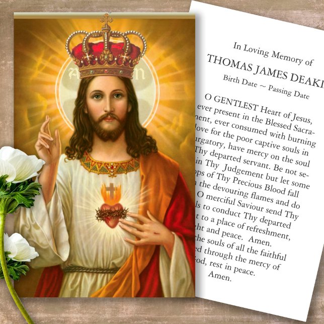 Perte funéraire Christ Notre Roi Prière Sympathie  (catholic, religious, celebration of life, in loving memory of, prayer cards for bereavement)