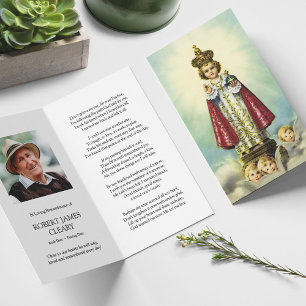 Perte funéraire Enfant Prague Prière Cartes de Sym