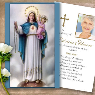 Perte funéraire Mary 12 étoiles Prière Cartes de s