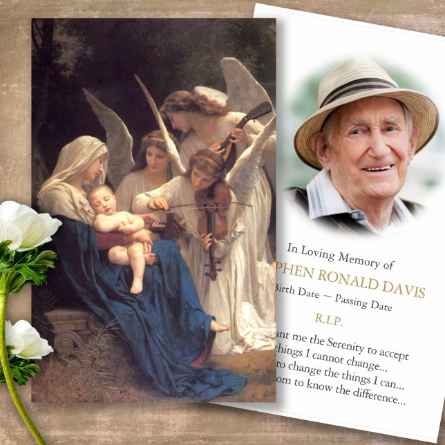 Perte funéraire Mary & Angels Prière Cartes de sym (catholic, religious, celebration of life, in loving memory of, prayer cards for bereavement)