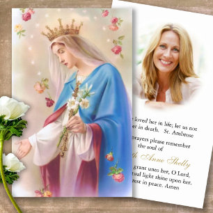 Perte funéraire Mary Rosaries Prière Cartes de sym