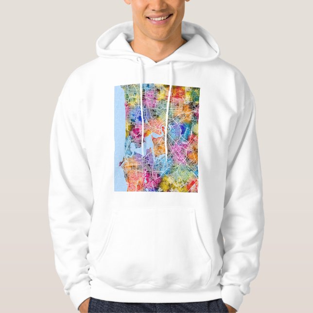 Perth Australia City Map Hoodie (Front)