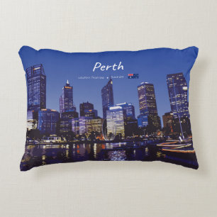 Perth, Australia - City Skyline Night Accent Pillow