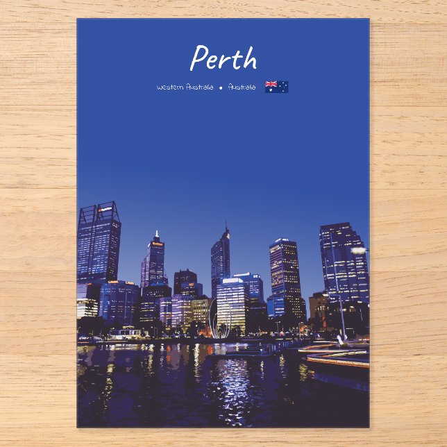 Perth, Australia - City Skyline Night Acrylic Invitations (Front)