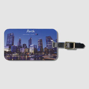 Perth, Australia - City Skyline Night Luggage Tag