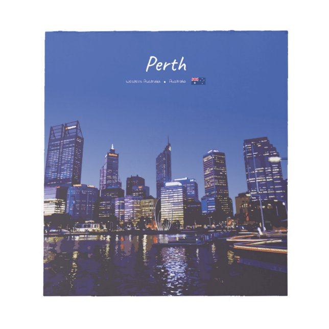 Perth, Australia - City Skyline Night Notepad (Front)