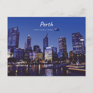 Perth, Australia - City Skyline Night Postcard