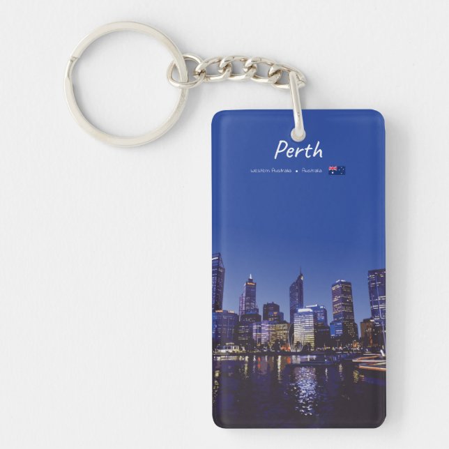 Perth, Australia - City Skyline Night Slim Keychain (Front)