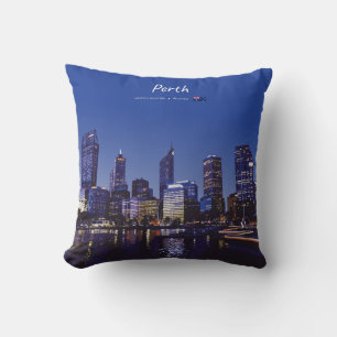 Perth, Australia - City Skyline Night Throw Pillow