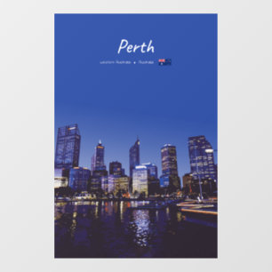 Perth, Australia - City Skyline Night Window Cling