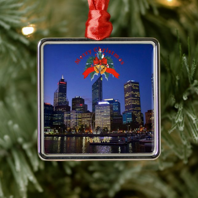 Perth, Australia cityscape photograph Metal Ornament (Tree)