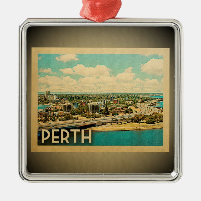Perth Australia Ornament Vintage Travel (Front)