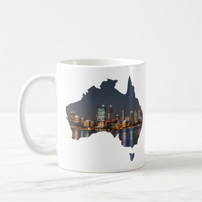 Perth, Australia, Skyline by night reflections Coffee Mug (Left)
