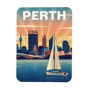 Perth Australia Skyline Travel Magnet