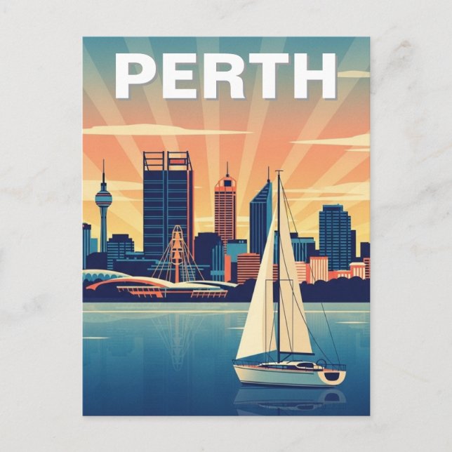 Perth Australia Skyline Travel Postcard (Front)
