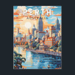 Perth Australia Travel Art Vintage Postcard<br><div class="desc">Perth retro vector travel design. Perth,  capital of Western Australia,  sits where the Swan River meets the southwest coast.</div>
