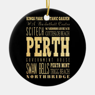 Perth City of Australia Typography Art Ceramic Ornament