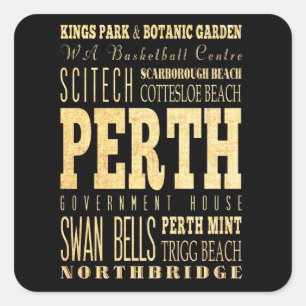 Perth City of Australia Typography Art Square Sticker