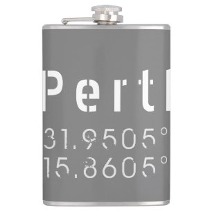 Perth Latitude and Longitude Hip Flask