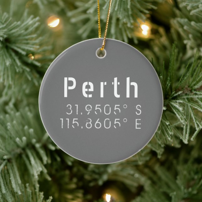 Perth Latitude Longitude Ceramic Ornament (Tree)