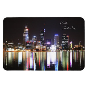 Perth Night Skyline, Australia - Magnet