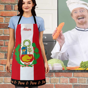 Peru apron, Peru, Peruvian Flag Chefs kitchen Apron
