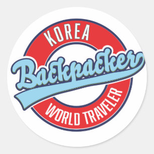 Peru backpacker world traveller logo. classic roun round sticker