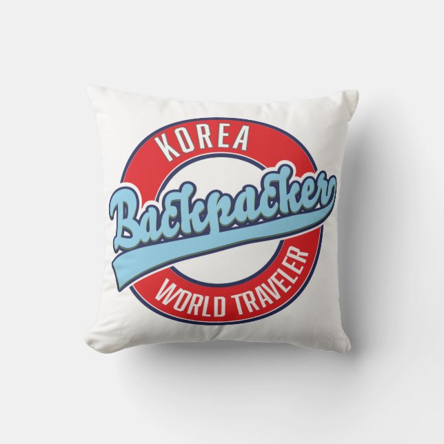 Peru backpacker world traveller logo. throw pillow (Front)