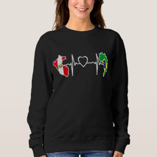 Peru Brazil Heartbeat  Peruvian Brazilian Flag Sweatshirt