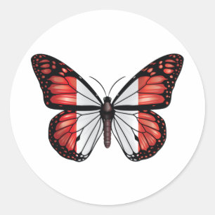 Peru butterfly monarch flag classic round sticker