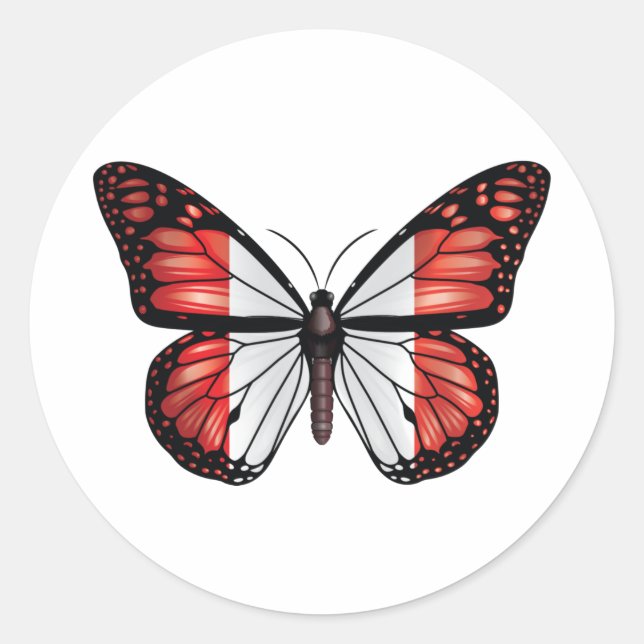 Peru butterfly monarch flag classic round sticker (Front)
