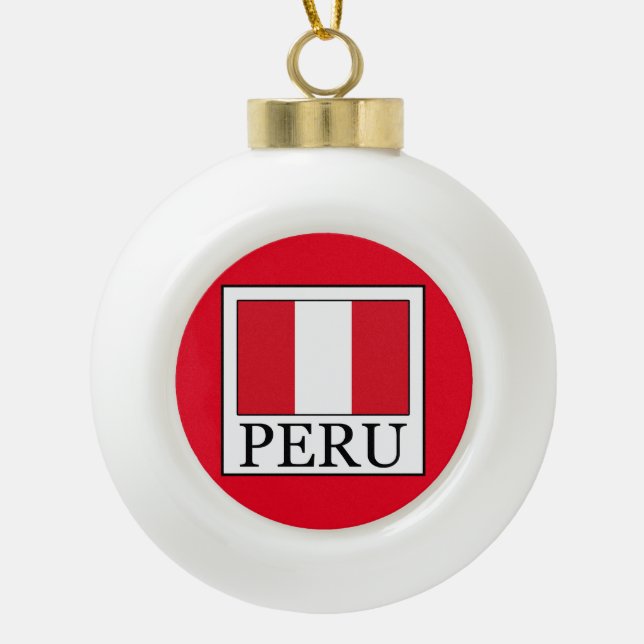 Peru Ceramic Ball Christmas Ornament (Front)