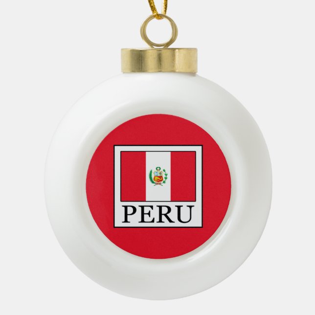 Peru Ceramic Ball Christmas Ornament (Front)