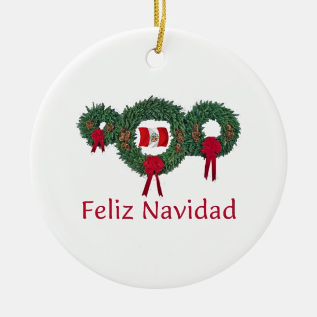 Peru Christmas 2 Ceramic Ornament (Front)