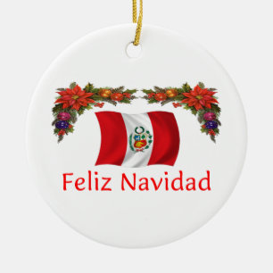 Peru Christmas Ceramic Ornament