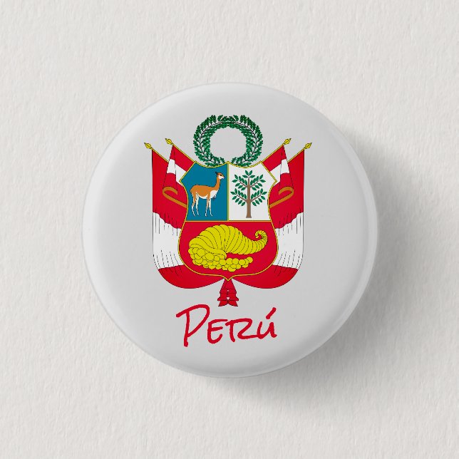 Peru Coat of Arms 1 Inch Round Button (Front)
