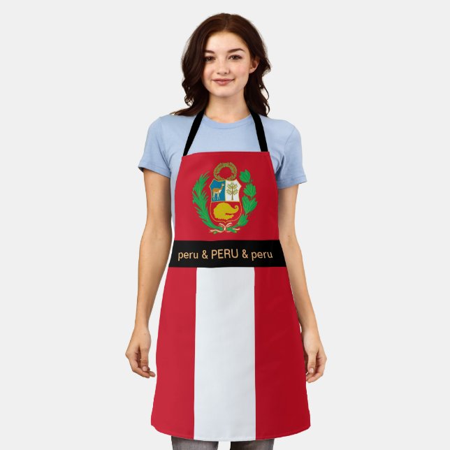 Peru Cooking, Peruvian Flag Chefs kitchen Apron (Worn)