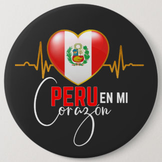 Peru en mi Corazon Peruvian Pride  6 Inch Round Button