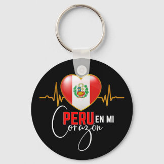 Peru en mi Corazon Peruvian Pride  Keychain