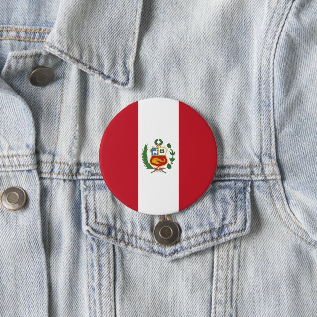 Peru flag 3 inch round button (In Situ)