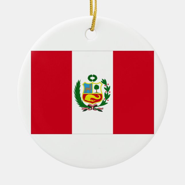 Peru Flag Ceramic Ornament (Front)