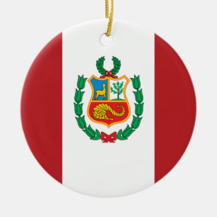 Peru Flag Ceramic Ornament
