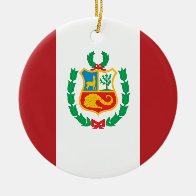 Peru Flag Ceramic Ornament (Front)