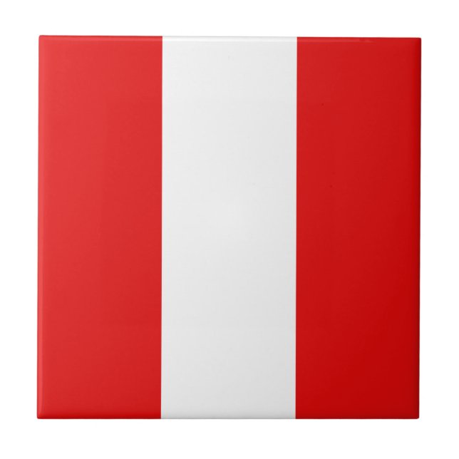 Peru Flag Ceramic Tile (Front)