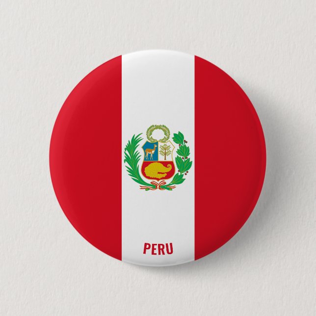 Peru Flag Charming Patriotic 2 Inch Round Button (Front)