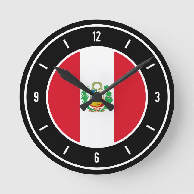 Peru Flag Elegant Round Clock (Front)