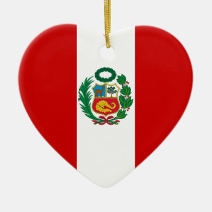Peru Flag Heart Ceramic Ornament