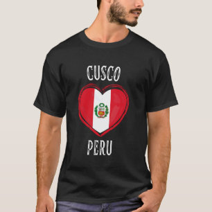 Peru Flag Heart Cusco City T-Shirt