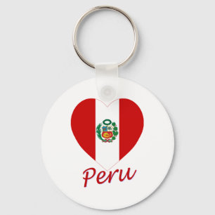 Peru Flag Heart Keychain