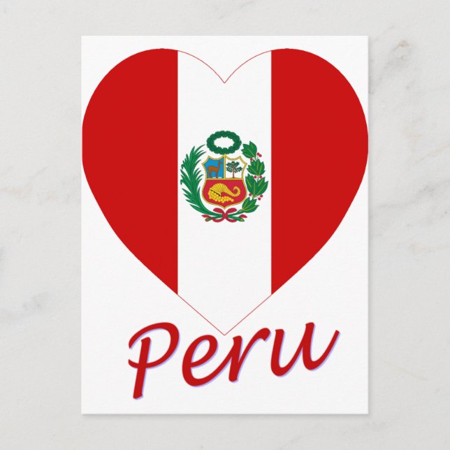 Peru Flag Heart Postcard (Front)